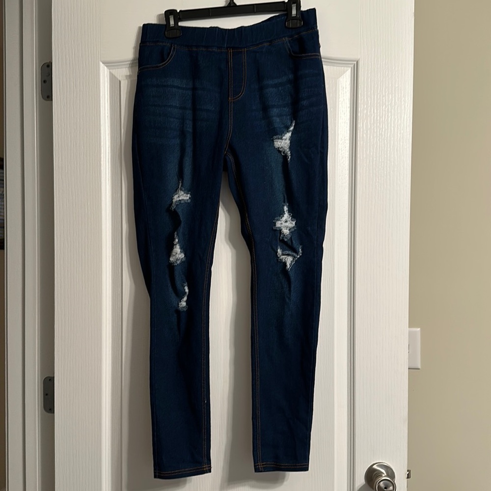 JVINI Pull-on Jeggings with distressing